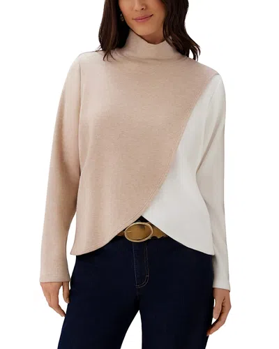 Karen Kane Long Sleeve Crossover Colorblock Top In Multi