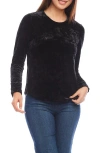 Karen Kane Long Sleeve Crushed Velvet Top In Black