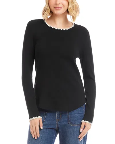 KAREN KANE LONG SLEEVE EDGE STITCH CREWNECK TOP