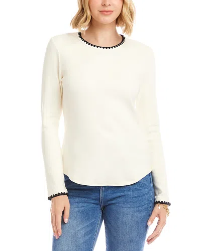 KAREN KANE LONG SLEEVE EDGE STITCH CREWNECK TOP