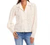 Karen Kane Long Sleeve Embroidered Blouse In Cream In Neutral