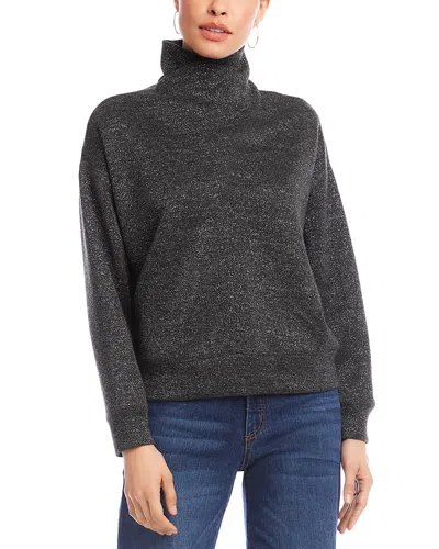 Karen Kane Long Sleeve Faux Wrap Turtleneck Sweater In Gray