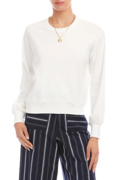 Karen Kane Long Sleeve French Terry Top In White