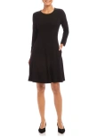 Karen Kane Long Sleeve Jersey Fit & Flare Dress In Black