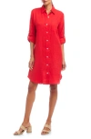 Karen Kane Long Sleeve Linen Shirtdress In Red