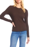 Karen Kane Rib Crewneck Sweater In Brown