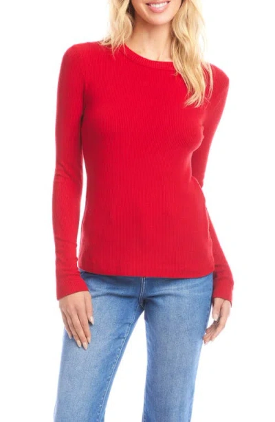 Karen Kane Long Sleeve Rib Top In Red