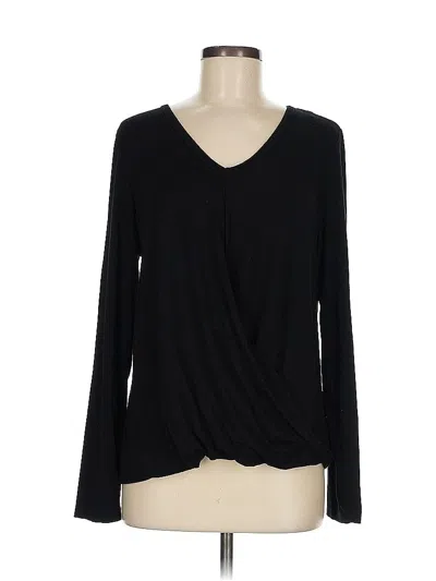 Pre-owned Karen Kane Long Sleeve T-shirt In Black