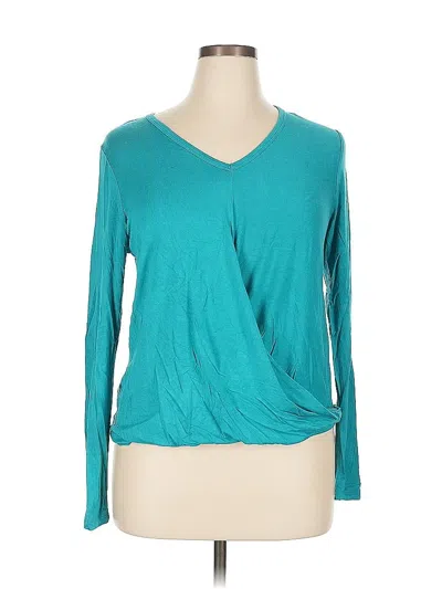 Pre-owned Karen Kane Long Sleeve T-shirt In Blue