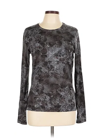 Pre-owned Karen Kane Long Sleeve T-shirt In Gray