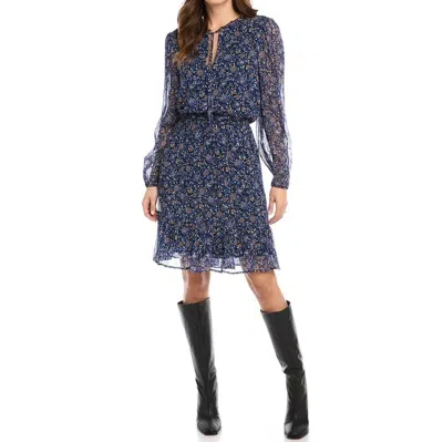 Karen Kane Long Sleeve Tiered Dress In Floral Print