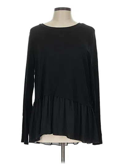 Pre-owned Karen Kane Long Sleeve Top Black Boatneck Tops