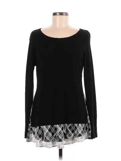 Pre-owned Karen Kane Long Sleeve Top Black Square Neckline Tops
