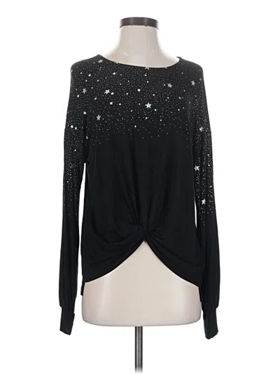 Pre-owned Karen Kane Long Sleeve Top Black Stars Pattern Keyhole Neckline Tops
