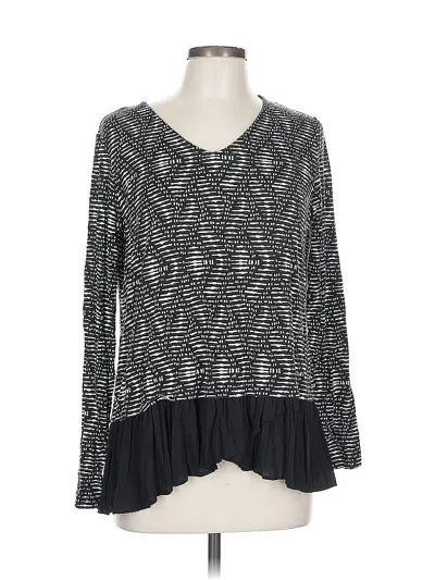 Pre-owned Karen Kane Long Sleeve Top Gray V Neck Tops