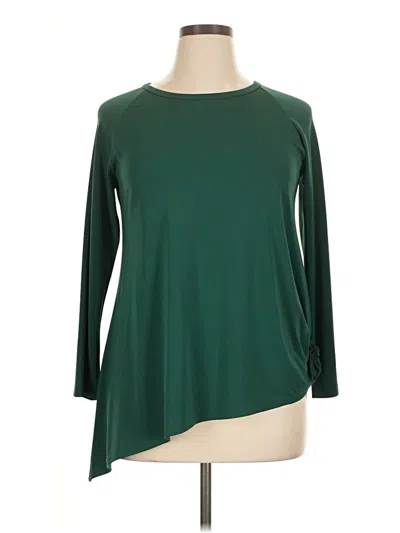 Pre-owned Karen Kane Long Sleeve Top Green Boatneck Tops