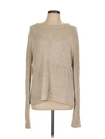 Pre-owned Karen Kane Long Sleeve Top Tan Boatneck Tops In Brown