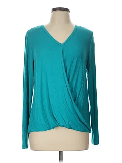 Pre-owned Karen Kane Long Sleeve Top Teal Plunge Neckline Tops