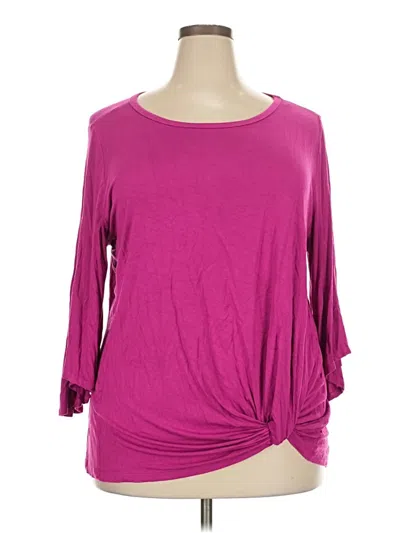 Pre-owned Karen Kane Long Sleeve T-shirt In Purple