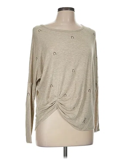 Pre-owned Karen Kane Long Sleeve T-shirt In Tan