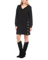 Karen Kane Crested Button Long Sleeve Sweater Dress In Black