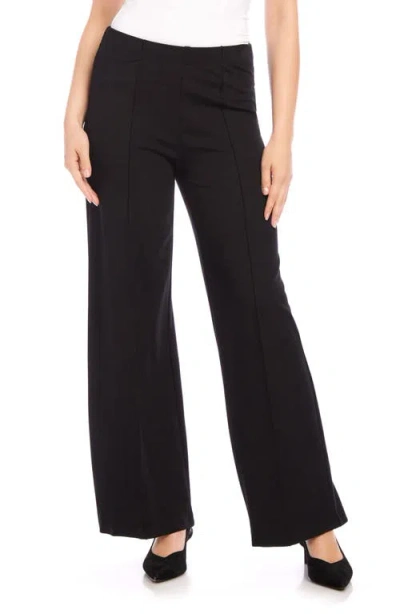 Karen Kane Rhinestone Embellished Wide Leg Trousers In Black