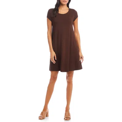 Karen Kane Maggie Cap Sleeve Trapeze Dress In Brown