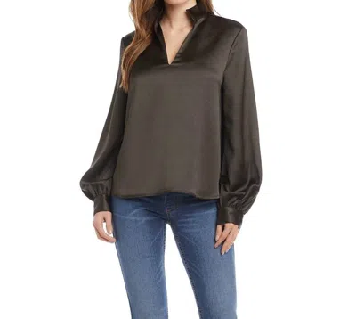 Karen Kane Mandarin Collar Top In Black