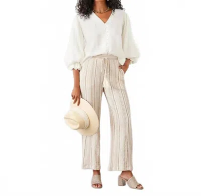 Karen Kane Marlowe Metallic Stripe Drawstring Ankle Pants In Beige Gold In Neutral