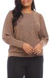 Karen Kane Metallic Knit Balloon Sleeve Top In Copper