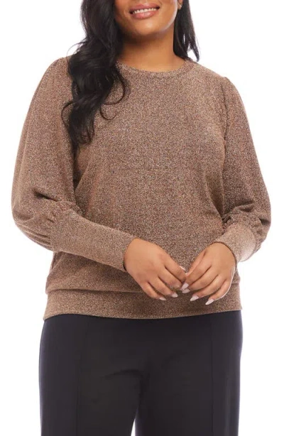 Karen Kane Metallic Knit Balloon Sleeve Top In Copper