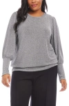 Karen Kane Metallic Knit Balloon Sleeve Top In Metallic Silver