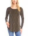 Karen Kane Metallic Knit Shirttail Top In Brown