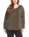 Karen Kane Metallic Knit Shirttail Top In Multi