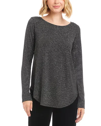 Karen Kane Metallic Shirttail Hem Sweater In Gray