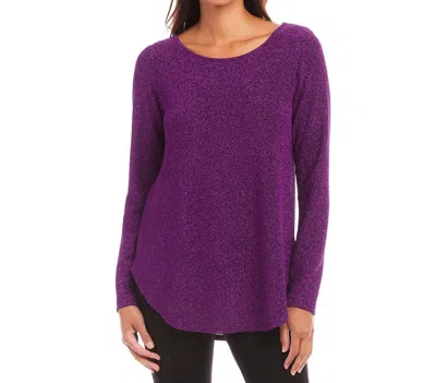 KAREN KANE METALLIC SHIRTTAIL TOP IN MAGENTA