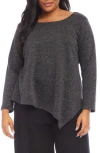 Karen Kane Metallic Sparkle Asymmetric Hem Top