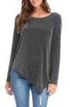 Karen Kane Metallic Sparkle Asymmetric Hem Top In Silver