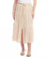 Karen Kane Metallic Stripe Tiered Midi Skirt - Plus In Cream With Tan Stripes In Multi
