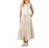 Karen Kane Metallic Tiered Midi Skirt In Stripe In Brown