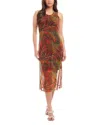 Karen Kane Midi Scoop Neck Fern Print Tank Dress In Rust Multi