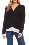 Karen Kane Mixed Media Layered Cardigan In Black