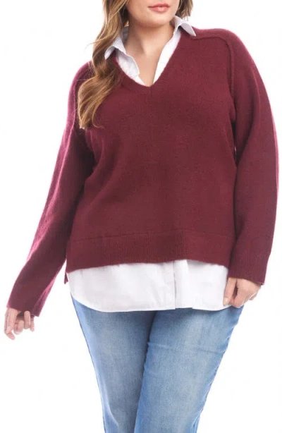 KAREN KANE KAREN KANE MIXED MEDIA LAYERED SWEATER