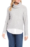 Karen Kane Layered Turtleneck Sweater In Gray