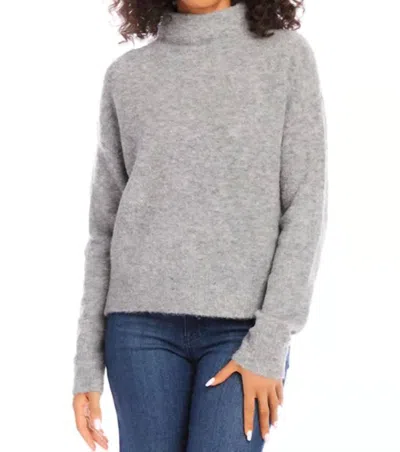 KAREN KANE MOCK NECK BOUCLE SWEATER IN GRAY