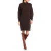 Karen Kane Mock Neck Long Sleeve Sweater Dress In Brown
