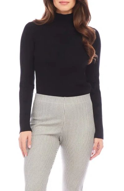 Karen Kane Mock Neck Rib Top In Black