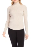Karen Kane Mock Neck Rib Top In Oatmeal