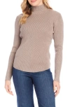 Karen Kane Mock Neck Rib Top In Wheat