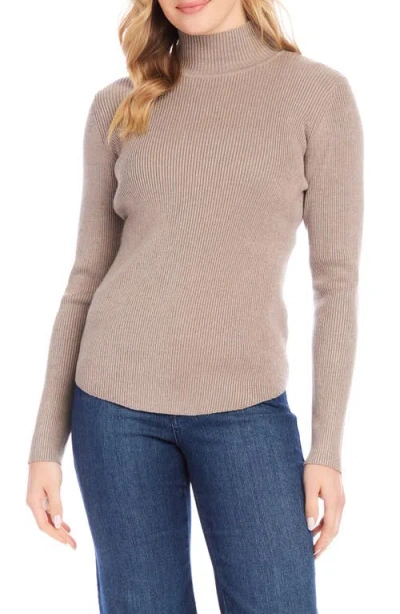 Karen Kane Mock Neck Rib Top In Wheat